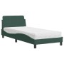 Cama con colchón terciopelo verde oscuro 80x200 cm
