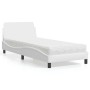 Cama con colchón cuero sintético blanco 80x200 cm