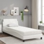 Cama con colchón cuero sintético blanco 80x200 cm