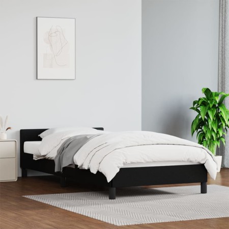 Bed frame with headboard black synthetic leather 90x190 cm by vidaXL, Beds and slatted bases - Ref: Foro24-347471, Price: 90,...