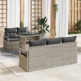 Conjunto de sofá de jardín 6 pcs Gris claro 100 x 55 x 73 cm
