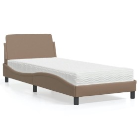 Cama con colchón cuero sintético capuchino 80x200 cm