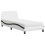 Cama con colchón cuero sintético blanco y negro 80x200 cm