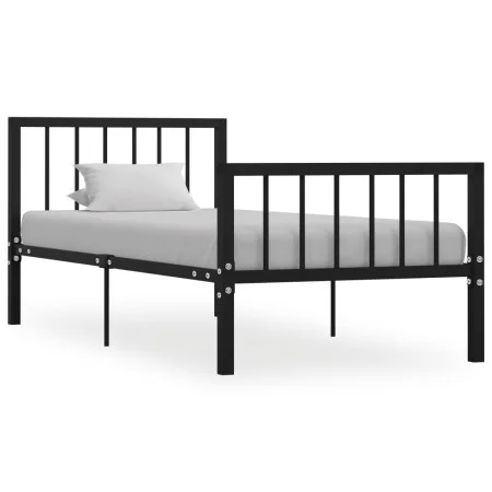 Estructura de cama de metal negro 90x200 cm de vidaXL, Camas y somieres - Ref: Foro24-284568, Precio: 121,61 €, Descuento: %