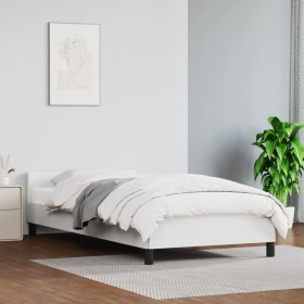 Estructura de cama con cabecero cuero sintético blanco 90x190cm