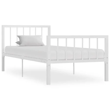 Estructura de cama de metal blanco 90x200 cm de vidaXL, Camas y somieres - Ref: Foro24-284562, Precio: 88,87 €, Descuento: %
