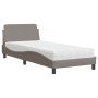 Cama con colchón tela gris taupe 90x190 cm