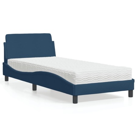 Cama con colchón tela azul 90x190 cm en Camas y somieres | Comprar online en Foro24
