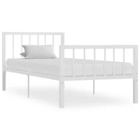 White metal bed frame 100x200 cm by vidaXL, Beds and slatted bases - Ref: Foro24-284563, Price: 79,42 €, Discount: %