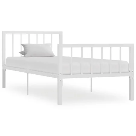 White metal bed frame 100x200 cm by vidaXL, Beds and slatted bases - Ref: Foro24-284563, Price: 79,29 €, Discount: %