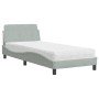 Cama con colchón terciopelo gris claro 90x190 cm en Camas y somieres | Comprar online en Foro24