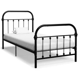 Black metal bed frame 100x200 cm by vidaXL, Beds and slatted bases - Ref: Foro24-284499, Price: 139,60 €, Discount: %