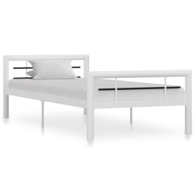 Black and white metal bed frame 100x200 cm by vidaXL, Beds and slatted bases - Ref: Foro24-284545, Price: 112,18 €, Discount: %