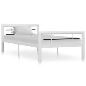 Black and white metal bed frame 100x200 cm by vidaXL, Beds and slatted bases - Ref: Foro24-284545, Price: 110,36 €, Discount: %
