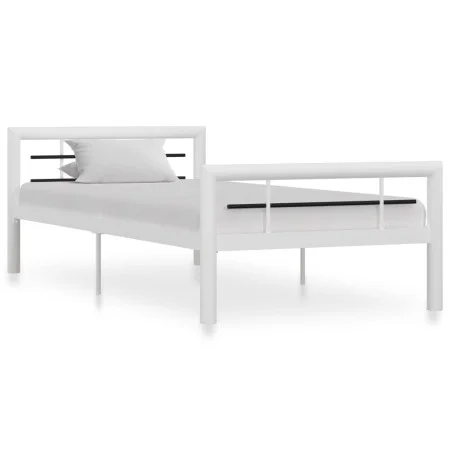 Schwarz-weißes Metallbettgestell 100x200 cm von vidaXL, Betten und Lattenroste - Ref: Foro24-284545, Preis: 110,27 €, Rabatt: %