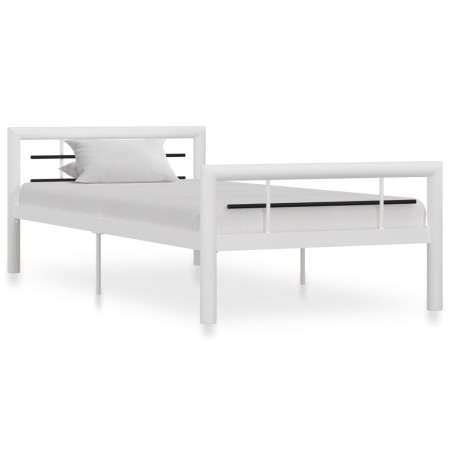 Schwarz-weißes Metallbettgestell 100x200 cm von vidaXL, Betten und Lattenroste - Ref: Foro24-284545, Preis: 112,18 €, Rabatt: %