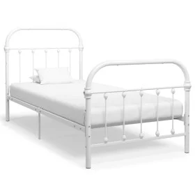 White metal bed frame 100x200 cm by vidaXL, Beds and slatted bases - Ref: Foro24-284493, Price: 73,91 €, Discount: %