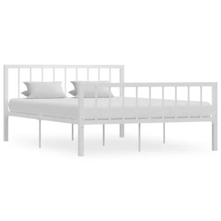 Estructura de cama de metal blanco 140x200 cm de vidaXL, Camas y somieres - Ref: Foro24-284565, Precio: 130,45 €, Descuento: %