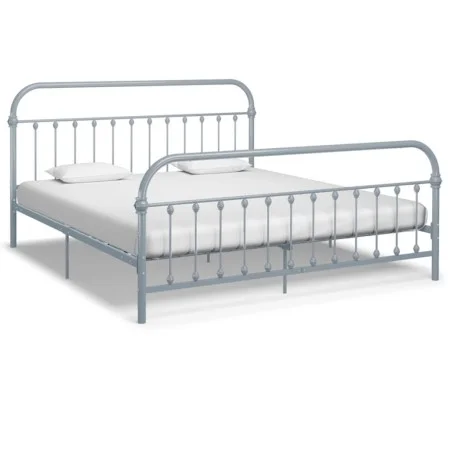 Gray metal bed frame 180x200 cm by vidaXL, Beds and slatted bases - Ref: Foro24-284509, Price: 113,04 €, Discount: %