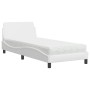 Cama con colchón cuero sintético blanco 90x190 cm