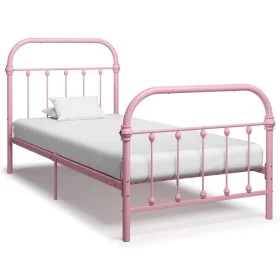 Rosa Metallbettgestell 90x200 cm von vidaXL, Betten und Lattenroste - Ref: Foro24-284510, Preis: 128,03 €, Rabatt: %
