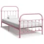 Estructura de cama de metal rosa 90x200 cm de vidaXL, Camas y somieres - Ref: Foro24-284510, Precio: 128,03 €, Descuento: %