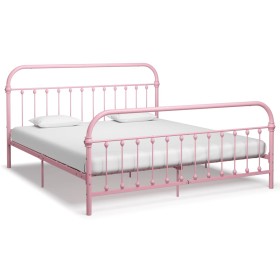 Estructura de cama de metal rosa 180x200 cm de vidaXL, Camas y somieres - Ref: Foro24-284515, Precio: 183,56 €, Descuento: %