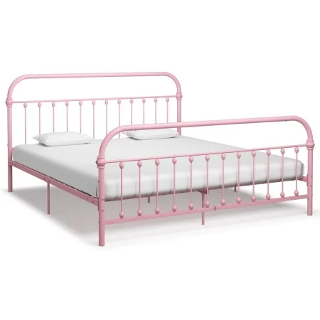 Pink metal bed frame 180x200 cm by vidaXL, Beds and slatted bases - Ref: Foro24-284515, Price: 183,56 €, Discount: %