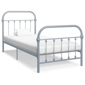 Estructura de cama de metal gris 100x200 cm de vidaXL, Camas y somieres - Ref: Foro24-284505, Precio: 77,55 €, Descuento: %