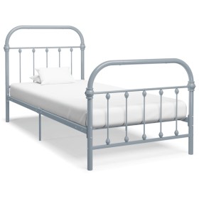 Estructura de cama de metal gris 100x200 cm