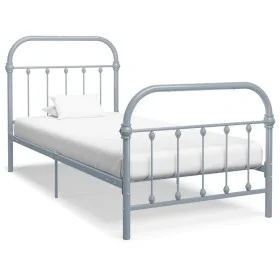 Gray metal bed frame 100x200 cm by vidaXL, Beds and slatted bases - Ref: Foro24-284505, Price: 76,86 €, Discount: %