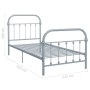 Gray metal bed frame 100x200 cm by vidaXL, Beds and slatted bases - Ref: Foro24-284505, Price: 77,55 €, Discount: %