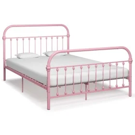 Pink metal bed frame 160x200 cm by vidaXL, Beds and slatted bases - Ref: Foro24-284514, Price: 153,00 €, Discount: %