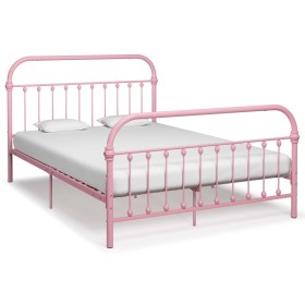Estructura de cama de metal rosa 160x200 cm