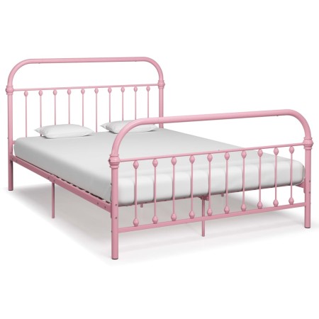 Estructura de cama de metal rosa 160x200 cm de vidaXL, Camas y somieres - Ref: Foro24-284514, Precio: 145,42 €, Descuento: %