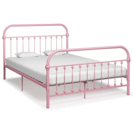 Pink metal bed frame 160x200 cm by vidaXL, Beds and slatted bases - Ref: Foro24-284514, Price: 149,07 €, Discount: %