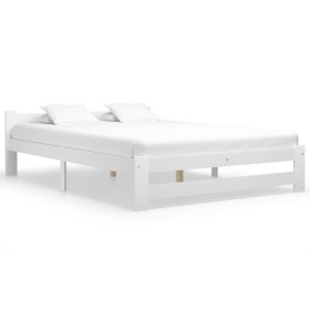Estructura de cama de madera maciza de pino blanca 120x200 cm de vidaXL, Camas y somieres - Ref: Foro24-322000, Precio: 138,0...