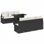 Conjunto de sofá de jardín 7 pcs Negro y crema 100 x 55 x 73 cm