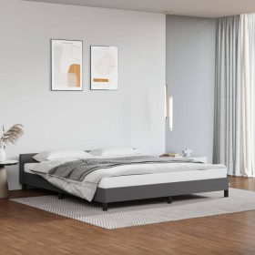 Estructura de cama con cabecero cuero sintético gris 180x200cm