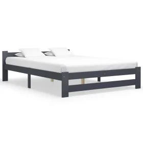 Dark gray solid pine wood bed frame 120x200 cm by vidaXL, Beds and slatted bases - Ref: Foro24-322021, Price: 110,12 €, Disco...