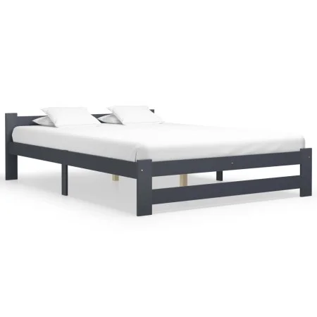 Dark gray solid pine wood bed frame 120x200 cm by vidaXL, Beds and slatted bases - Ref: Foro24-322021, Price: 110,32 €, Disco...