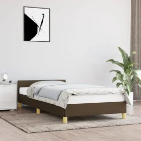 Dark brown fabric bed frame with headboard 80x200 cm by vidaXL, Beds and slatted bases - Ref: Foro24-347370, Price: 105,62 €,...