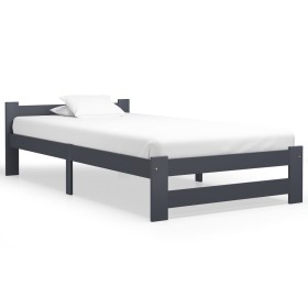 Estructura de cama madera maciza de pino gris oscuro 90x200 cm