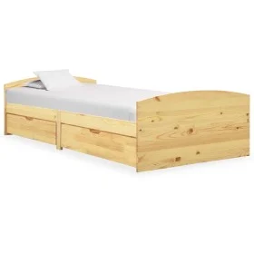 Bed frame with 2 drawers solid pine wood 90x200 cm by vidaXL, Beds and slatted bases - Ref: Foro24-322154, Price: 237,95 €, D...
