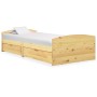 Bed frame with 2 drawers solid pine wood 90x200 cm by vidaXL, Beds and slatted bases - Ref: Foro24-322154, Price: 197,39 €, D...