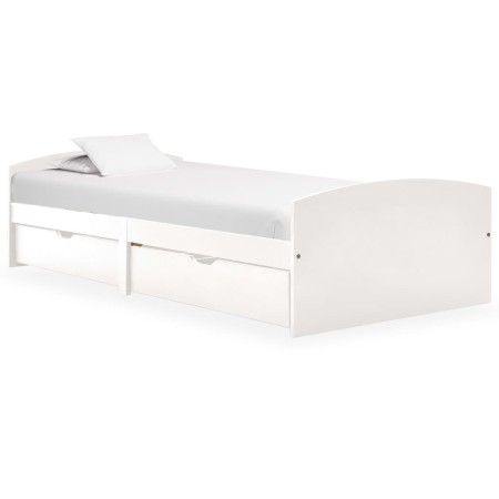 Bed frame with 2 drawers solid white pine wood 90x200cm by vidaXL, Beds and slatted bases - Ref: Foro24-322155, Price: 222,25...