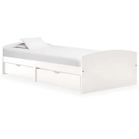 Bed frame with 2 drawers solid white pine wood 90x200cm by vidaXL, Beds and slatted bases - Ref: Foro24-322155, Price: 219,37...