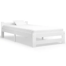 Solid white pine wood bed frame 90x200 cm by vidaXL, Beds and slatted bases - Ref: Foro24-321998, Price: 109,40 €, Discount: %