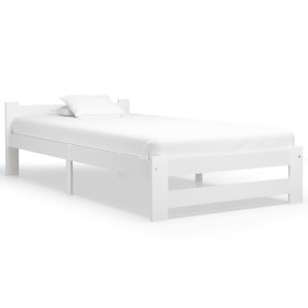 Estructura de cama de madera maciza de pino blanco 100x200 cm de vidaXL, Camas y somieres - Ref: Foro24-321999, Precio: 96,82...