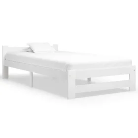 Estructura de cama de madera maciza de pino blanco 100x200 cm de vidaXL, Camas y somieres - Ref: Foro24-321999, Precio: 116,7...